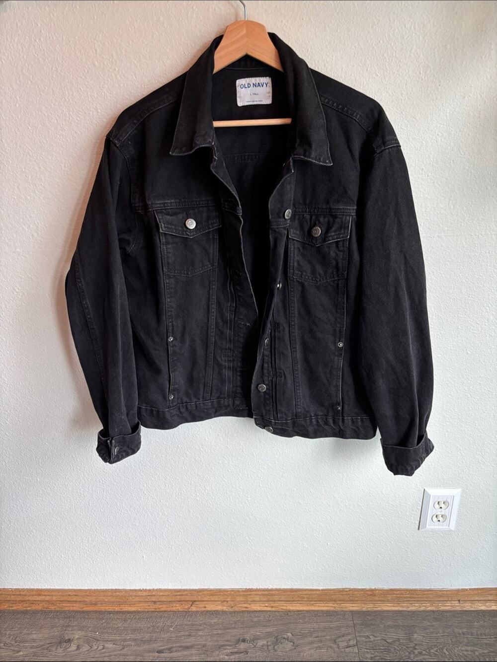Old Navy Relaxed Black Jack Denim Jacket Womens Large Tall